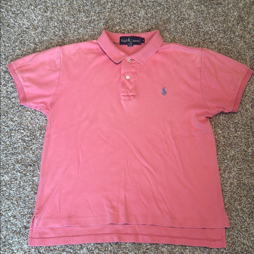 Vintage Boys Ralph Lauren Pink Polo Classic Polo Collared Shirt Size Large
